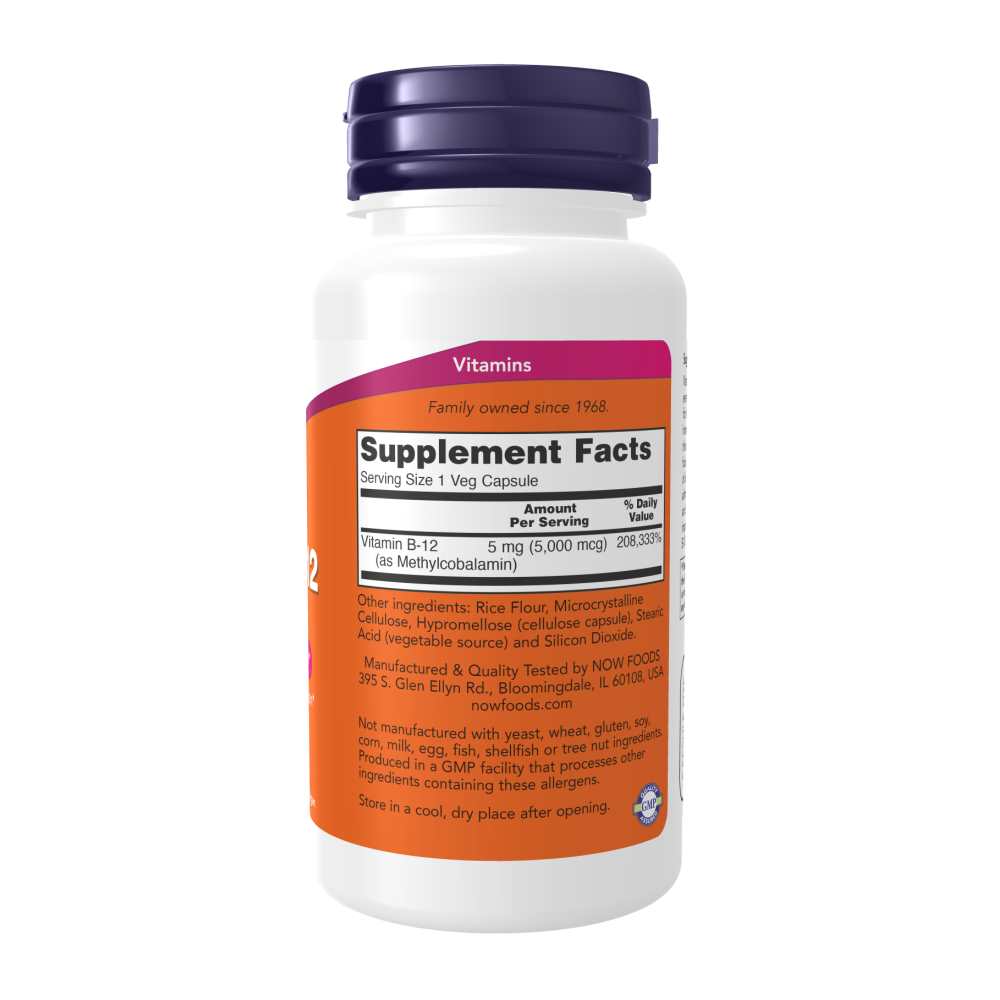 Now Foods Methyl B-12 5,000 Mcg – Active B12 for Nerve & Energy Health – 90 Veg Caps