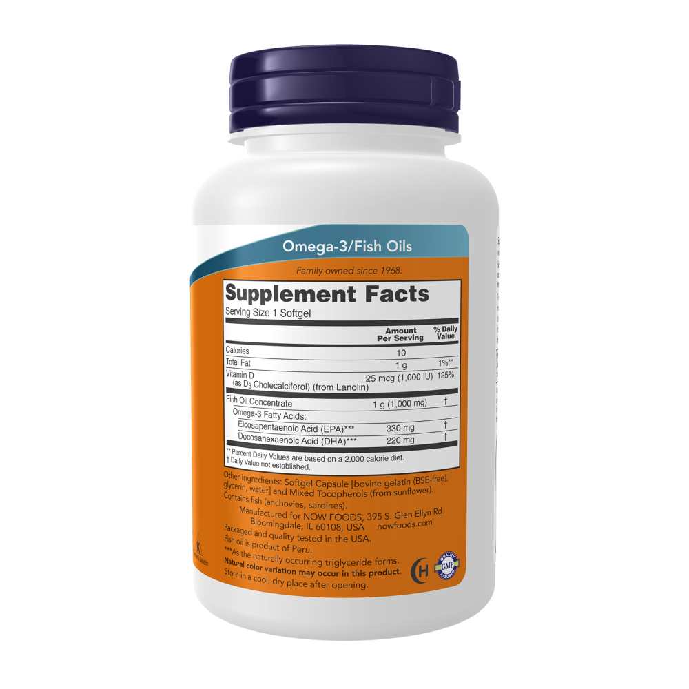 Now Foods Tri-3 D Omega Fish Oil – 330 Epa / 220 Dha + Vitamin D3 – 90 Softgels