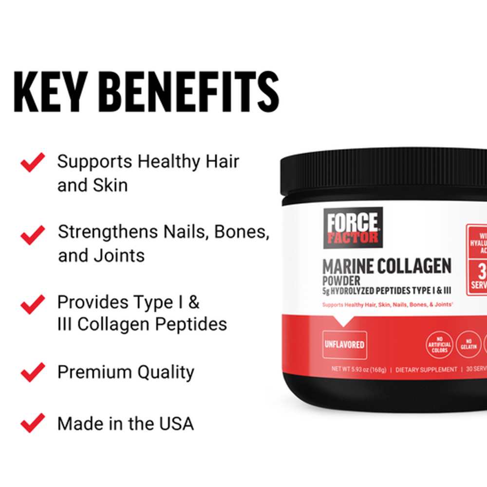 Force Factor Marine Collagen Powder – 168g (30 Servings)