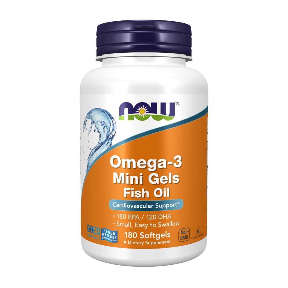 Now Foods Omega-3 Mini Gels Fish Oil – 180 Epa / 120 Dha – 180 Softgels
