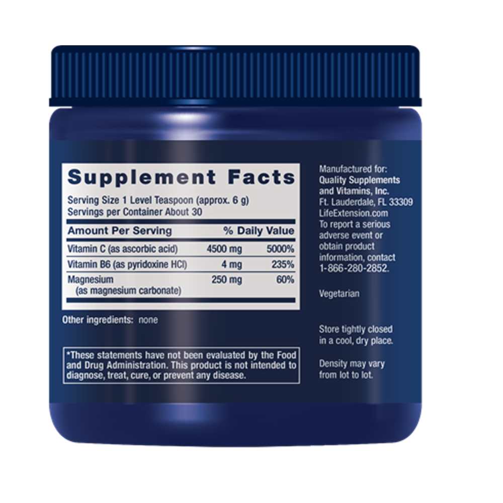 Life Extension Effervescent Vitamin C Magnesium Crystals – 180g