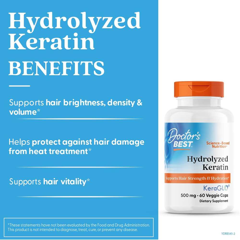 Doctor's Best Hydrolyzed Keratin, 500 mg, 60 Veggie Caps