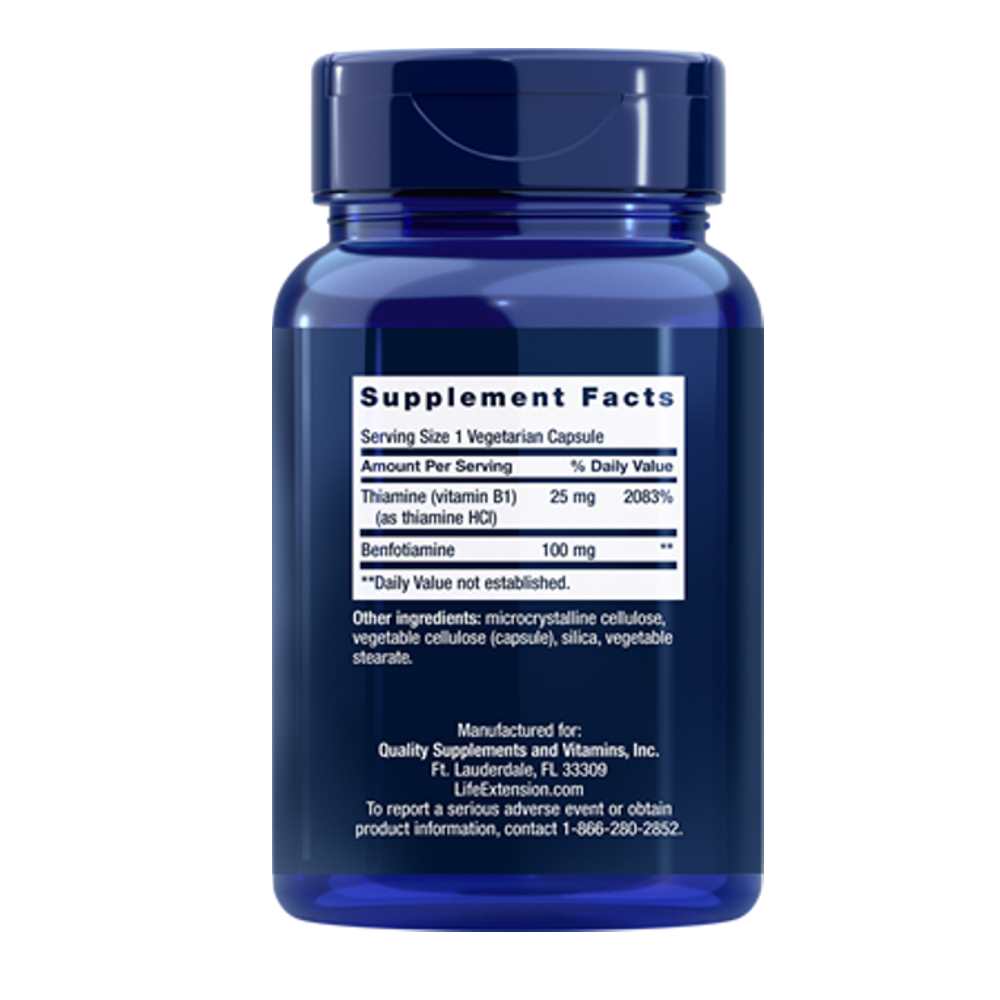 Life Extension Benfotiamine with Thiamine 100 Mg – 120 Vegetarian Capsules