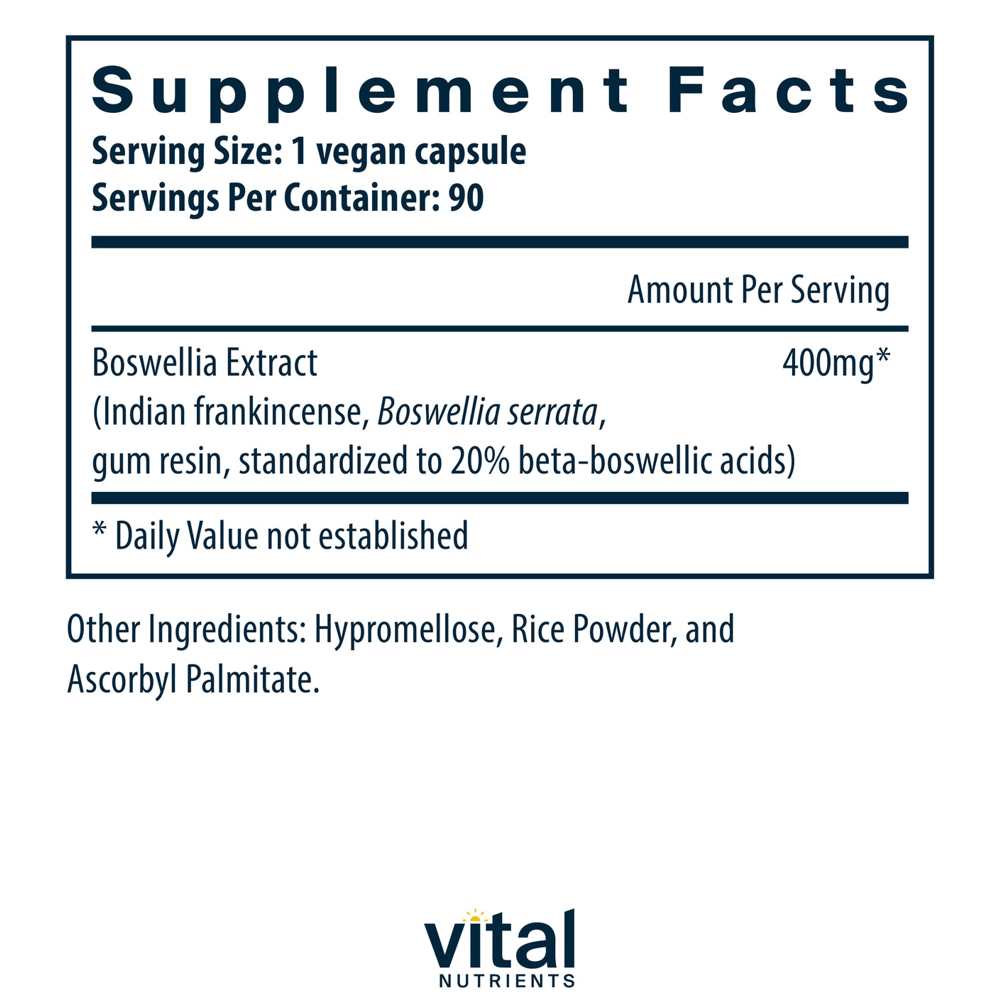 Vital Nutrients Boswellia Extract 400mg 90 Caps
