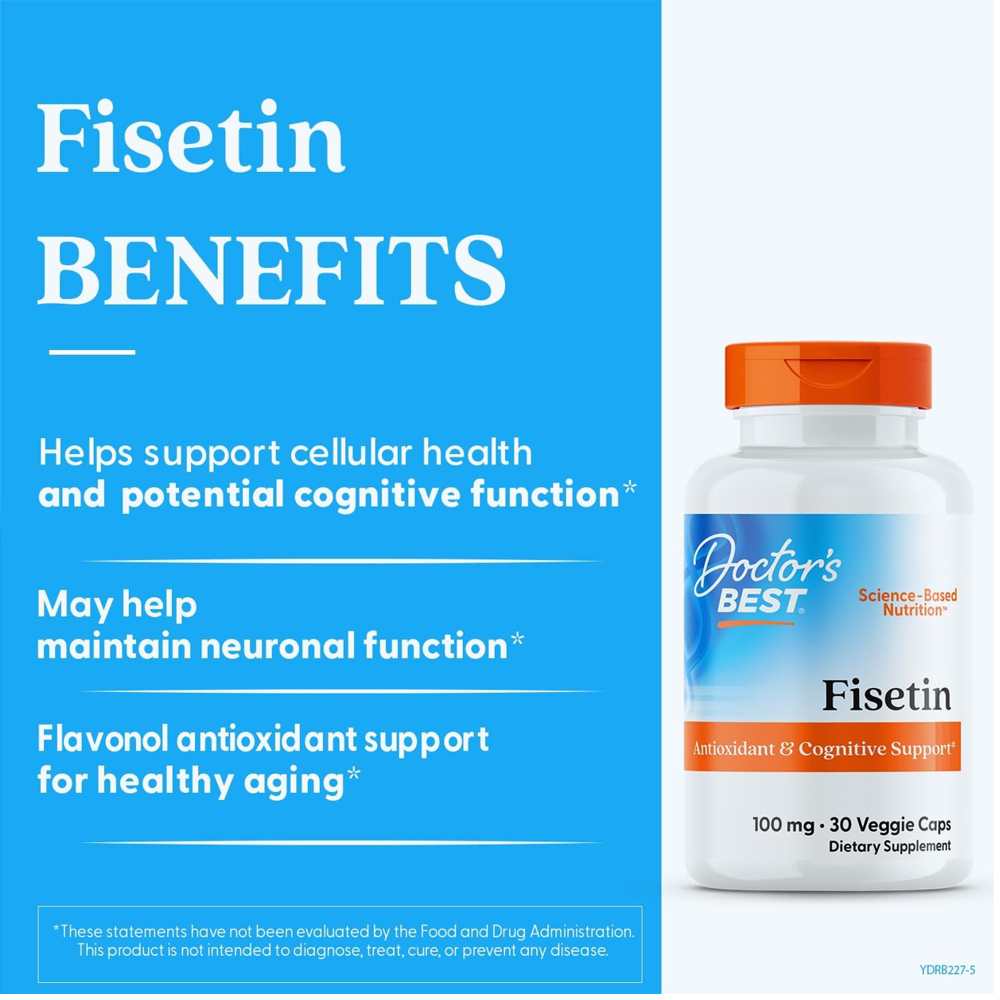 Doctor's Best Fisetin with Novusetin, 100 Mg, 30 Veggie Caps