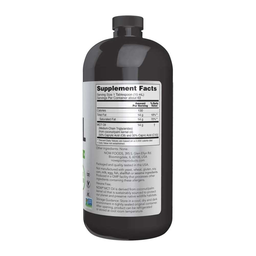 Now Sports Mct Oil Liquid – Medium-Chain Triglycerides – Plastic Bottle – 946ml