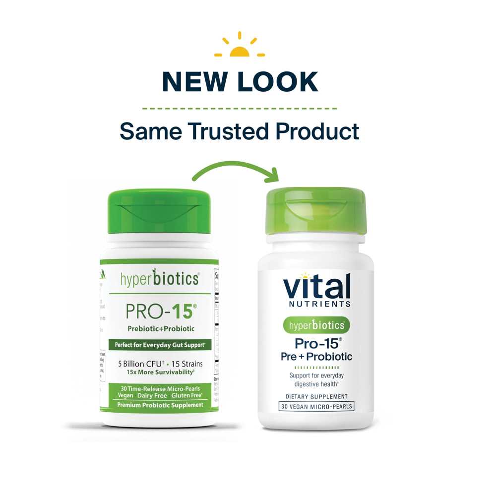 Vital Nutrients Hyperbiotics Pro-15® Pre + Probiotic 30 Vegan Micro-Pearls