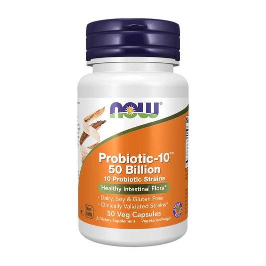 Now Foods Probiotic-10 50 Billion – 10 Clinically Validated Strains for Digestive & Immune Support  – 50 Veg Capsules