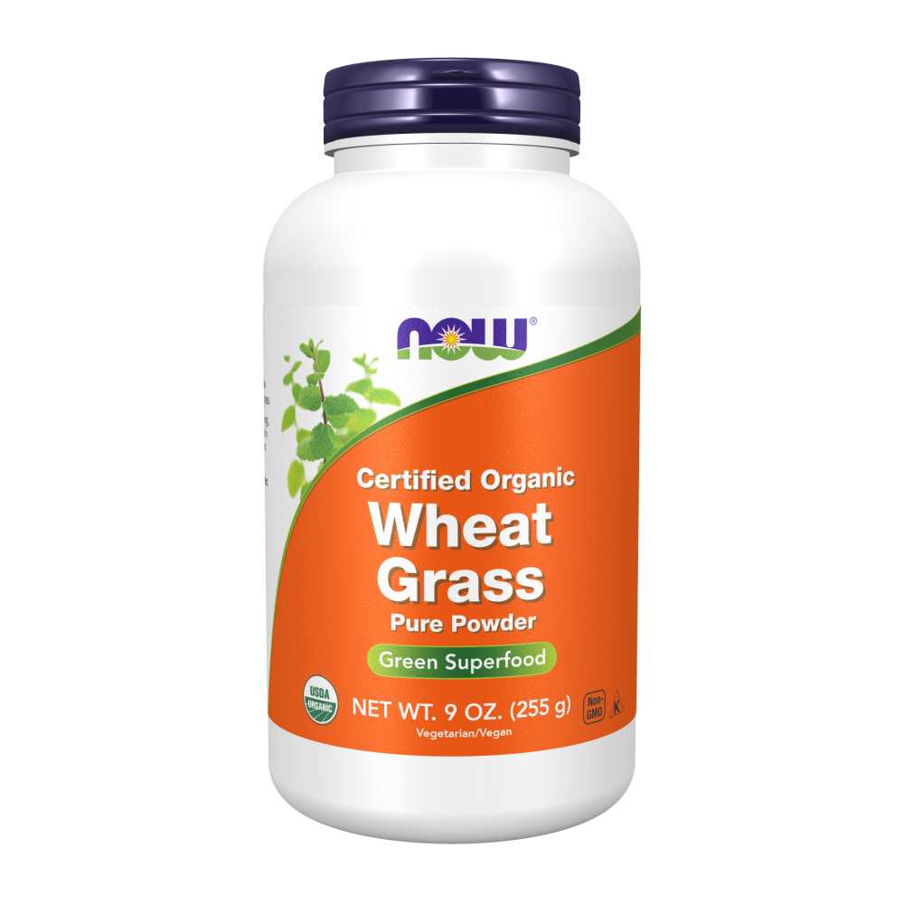 Now Foods Certified Organic Wheat Grass Pure Powder – Green Superfood for Daily Nutrient Support – 9 Oz (255 G) – Vegan
