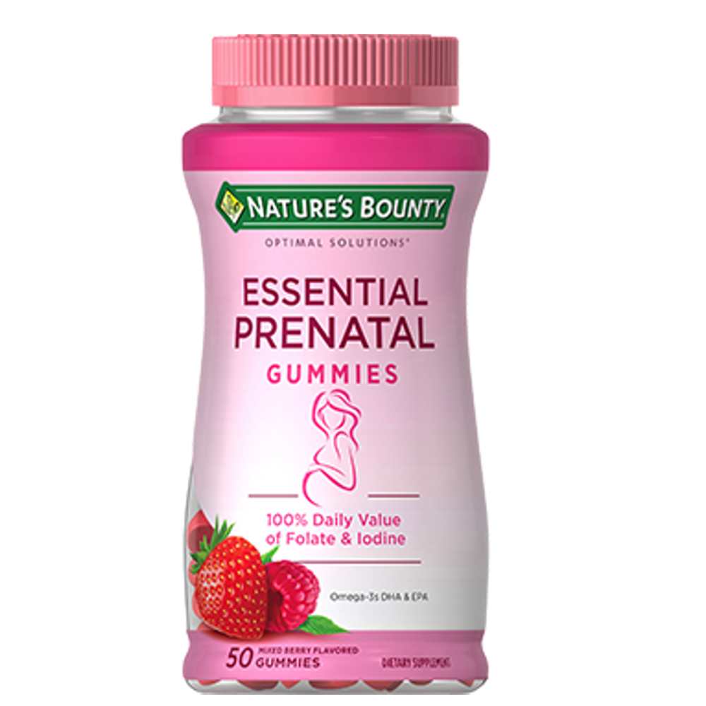 Nature's Bounty Essential Prenatal 100% Daily Value of Folate & Iodine, 50 Gummies