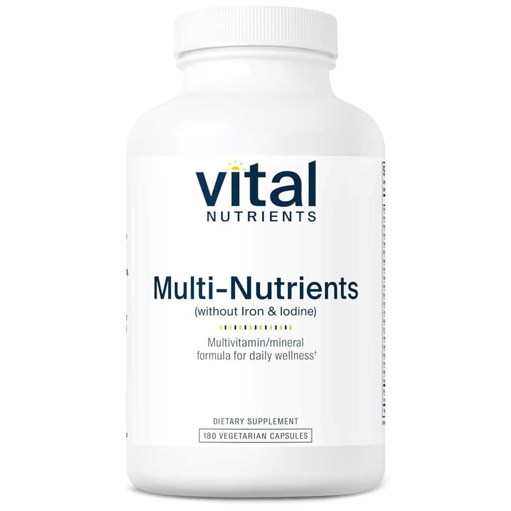 Vital Nutrients Multi-Nutrients – Iron & Iodine-Free Formula | 180 Vegetarian Capsules