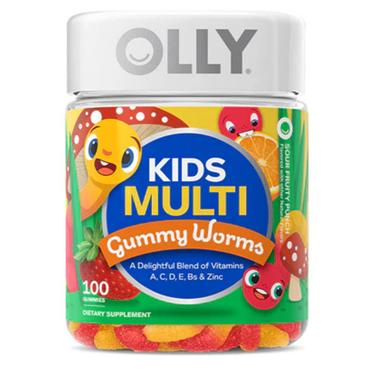 OLLY Kids Multi Gummy Worms - Multivitamin with A, C, D, E, B Vitamins & Zinc - 100 Gummies