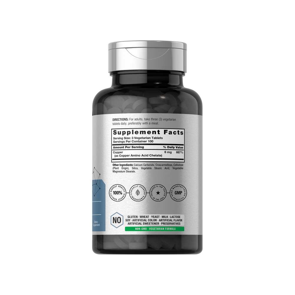 Horbäach Copper Chelated 6mg per Serving | 300 Tablets