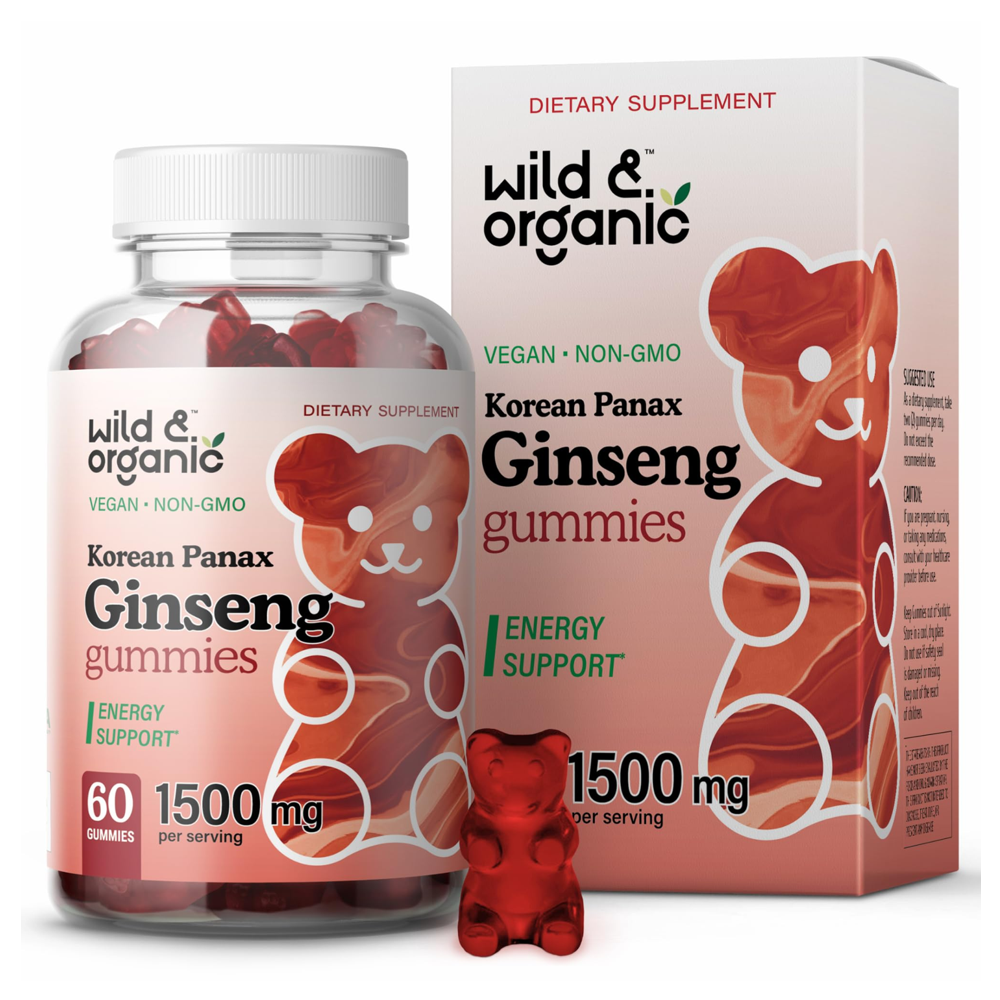 Wild & Organic Korean Panax Ginseng Gummies - 1500mg for Energy Support