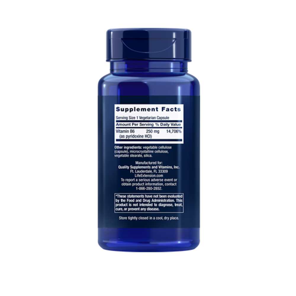 Life Extension Vitamin B6 250 Mg, 100 Vegetarian Capsules