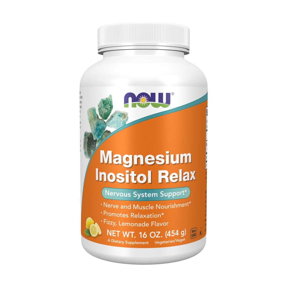 Now Foods Magnesium Inositol Relax – Fizzy Lemonade Flavor – Nervous System Support & Relaxation Formula – 16 Oz (454g) Powder