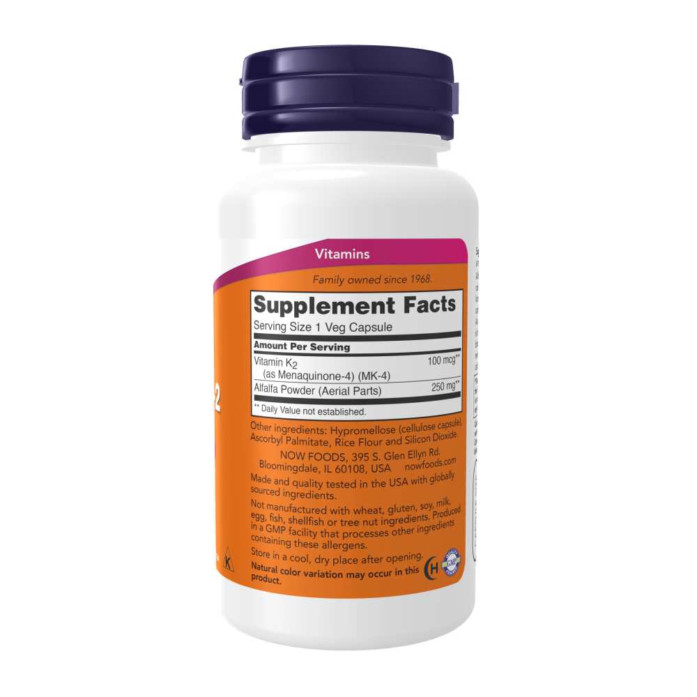 Now Foods Vitamin K-2 100 Mcg – Bone & Calcium Support – 100 Veg Capsules