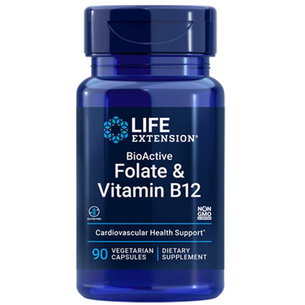 Life Extension Bio Active Folate & Vitamin B12 – 90 Vegetarian Capsules