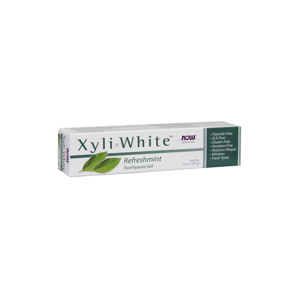 Now Foods Xyli White™ Refreshmint Toothpaste Gel – Fluoride-Free with Xylitol & Peppermint Oil – Whitening Toothpaste – 181 G