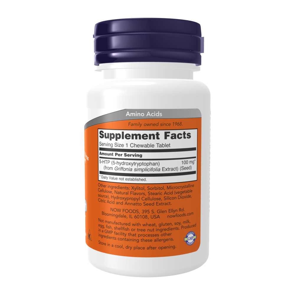 Now Foods 5-Htp 100 Mg Chewables – Positive Mood & Serotonin Support – 90 Vegetarian Tablets
