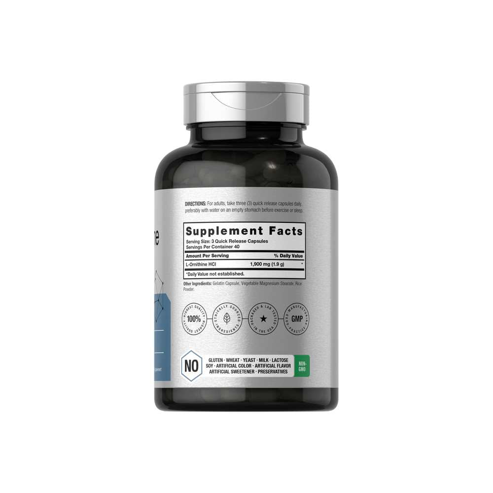 Horbäach L-Ornithine 1900mg per Serving | 120 Capsules