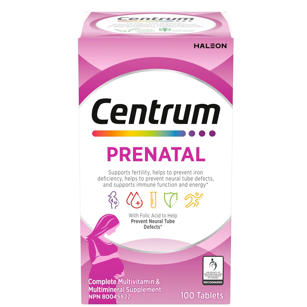 Centrum Prenatal Multivitamin & Mineral Supplement – 100 Tablets | Supports Fertility, Iron & Neural Tube Health