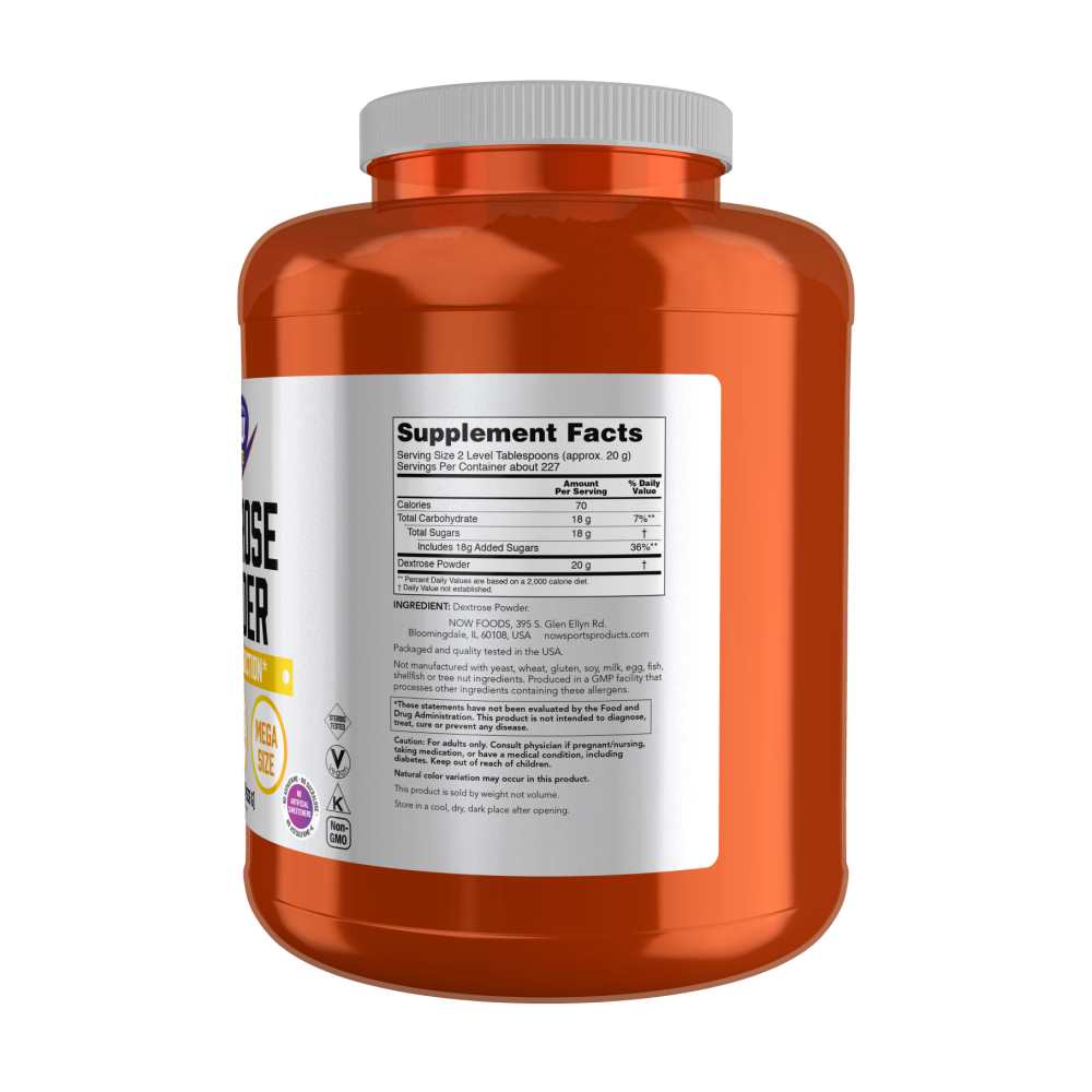 Now Sports Dextrose Powder – Rapid Absorption Energy Source – 4536g
