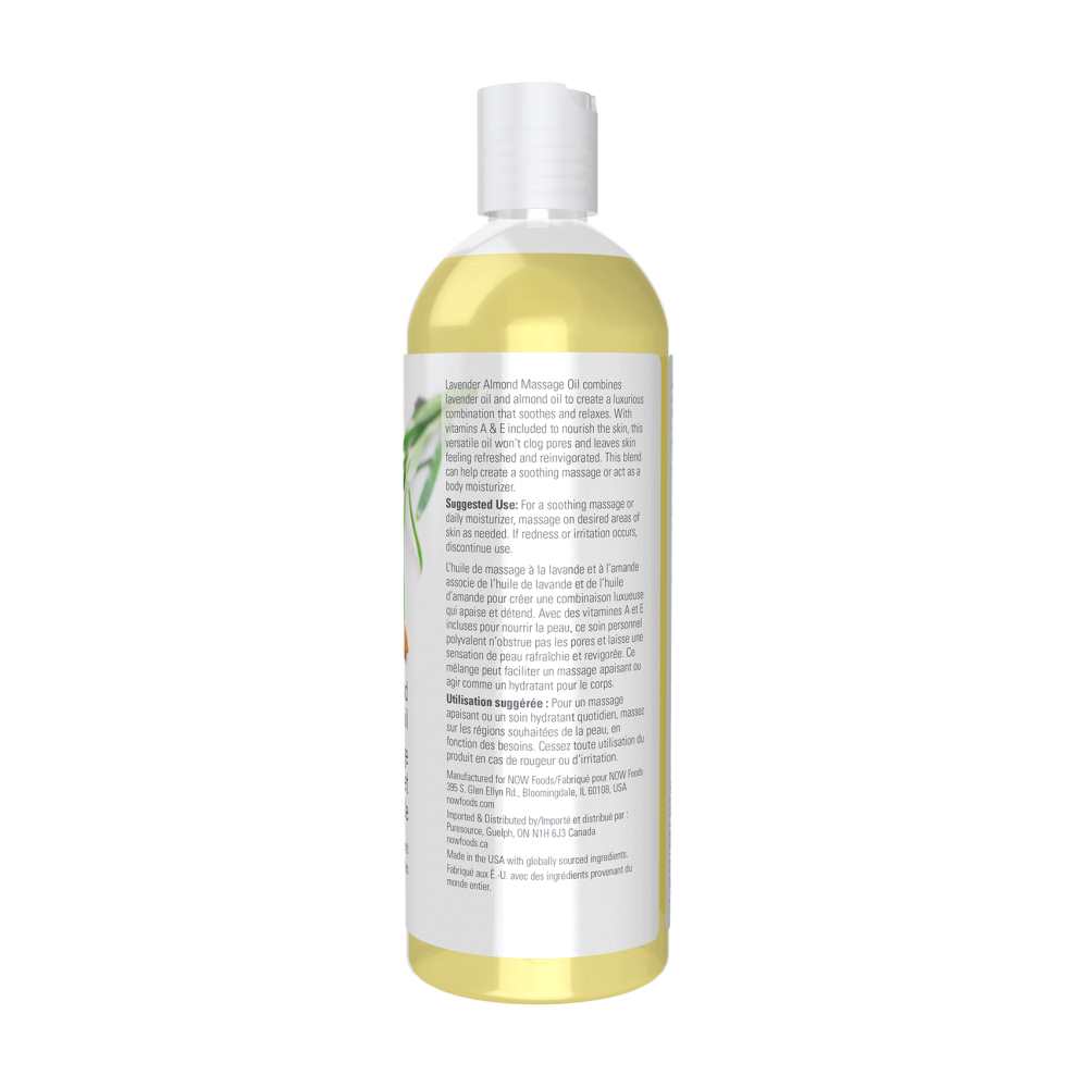 Now Foods Lavender Almond Massage Oil – Calming Aromatherapy Blend – Body & Massage Oil – 473 M L
