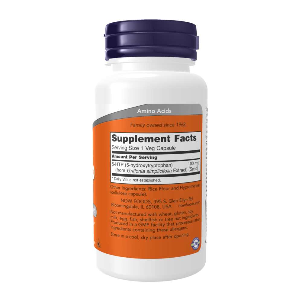 Now Foods 5-HTP 100 mg – Natural Mood Enhancer – 60 Vegetarian Capsules