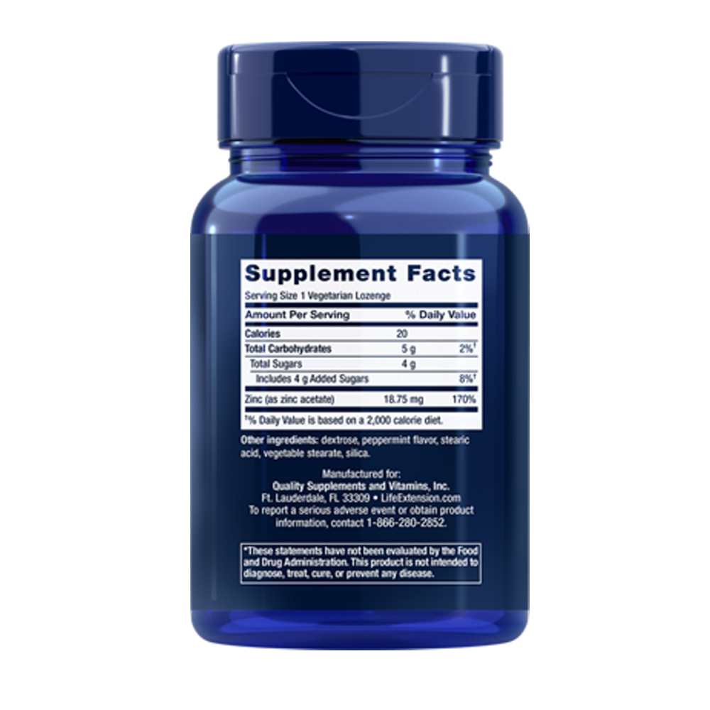 Life Extension Enhanced Zinc Lozenges (peppermint) – 30 Vegetarian Lozenges