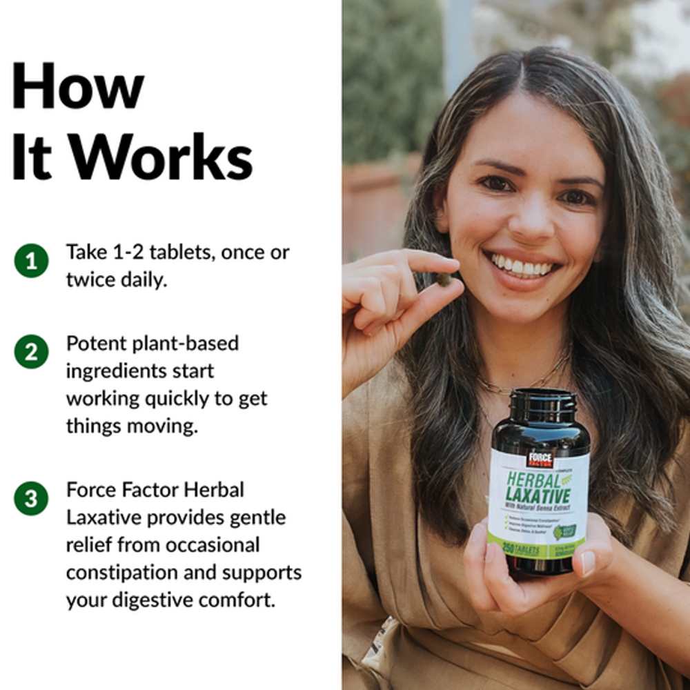 Force Factor Herbal Laxative – 250 Tablets