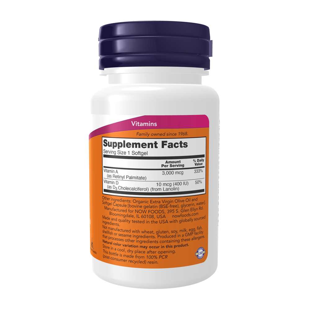Now Foods A&d Vitamins – 10,000 Iu a & 400 Iu D – Eye & Bone Health – 100 Softgels