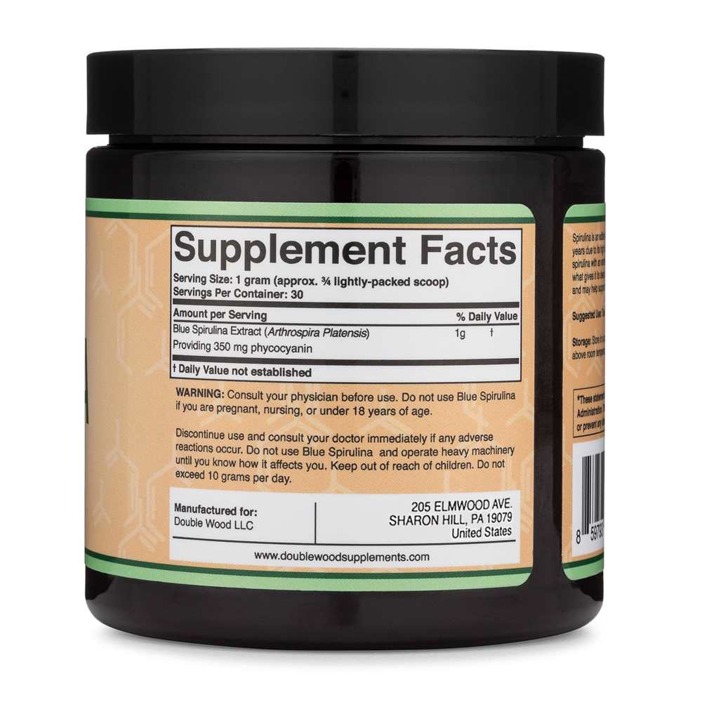 Double Wood Blue Spirulina – Pure Superfood Powder for Antioxidant Support | 30 Grams