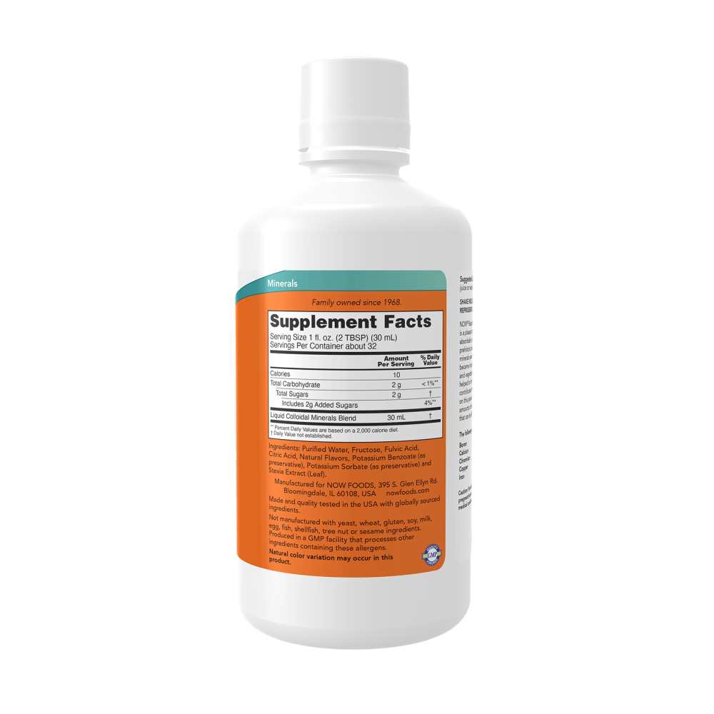Now Foods Colloidal Minerals Raspberry Flavor – Fulvic Acid & Plant-Derived Trace Minerals – 32 Fl Oz (946 M L)