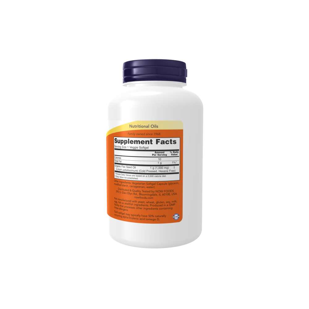 Now Foods Flax Oil 1000mg – Vegan Omega-3 Cardiovascular Support – 120 Softgels
