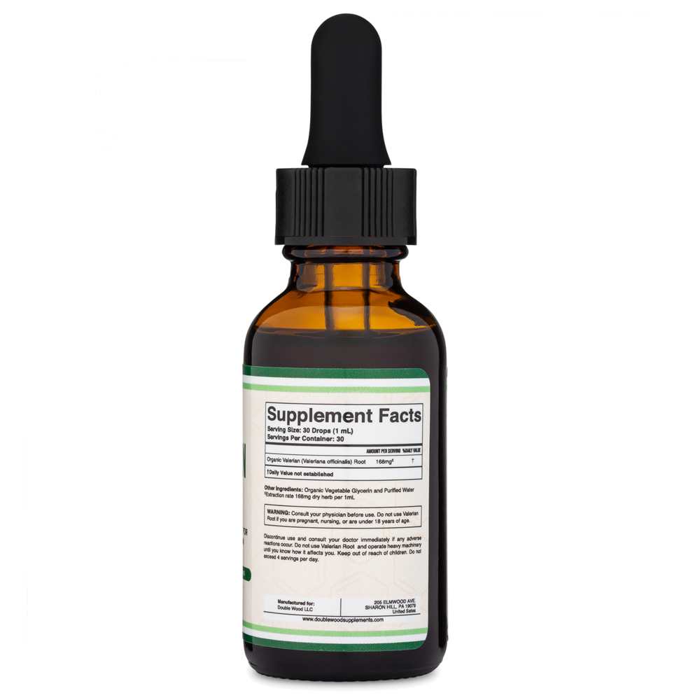 Double Wood Supplements – Valerian Root Liquid | Organic Nighttime Relaxation | 30 M L
