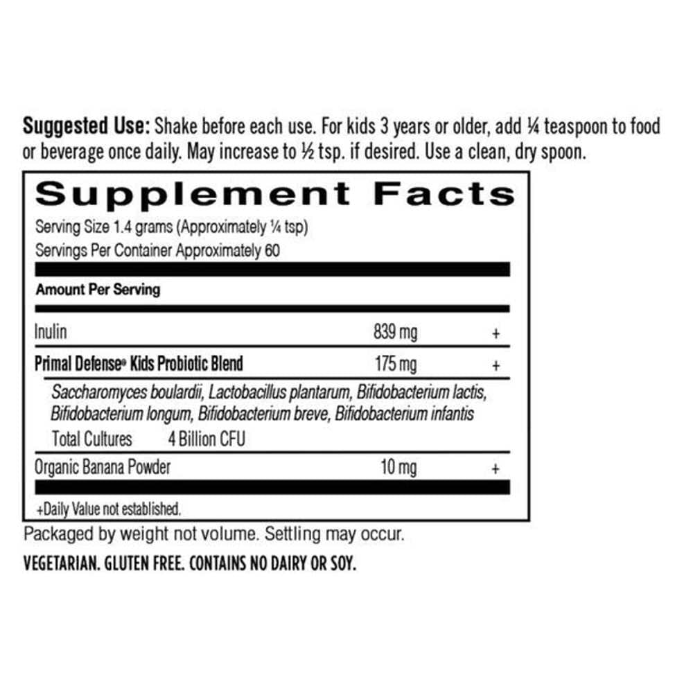 Garden of Life Primal Defense Kids Probiotic Formula Banana 2.9oz (81g) Powder