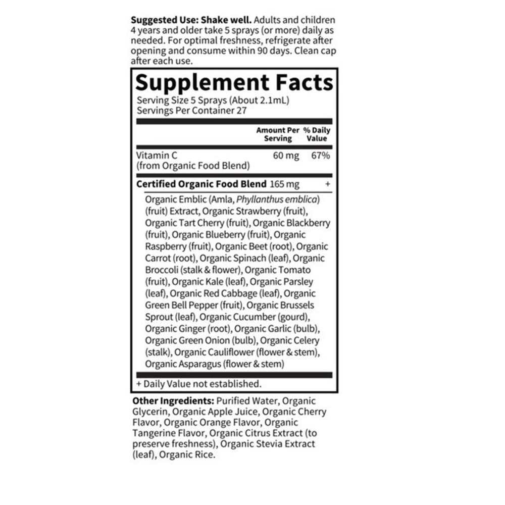 Garden of Life Organics Vitamin C Organic Spray Cherry Tangerine 2oz (58ml) Liquid