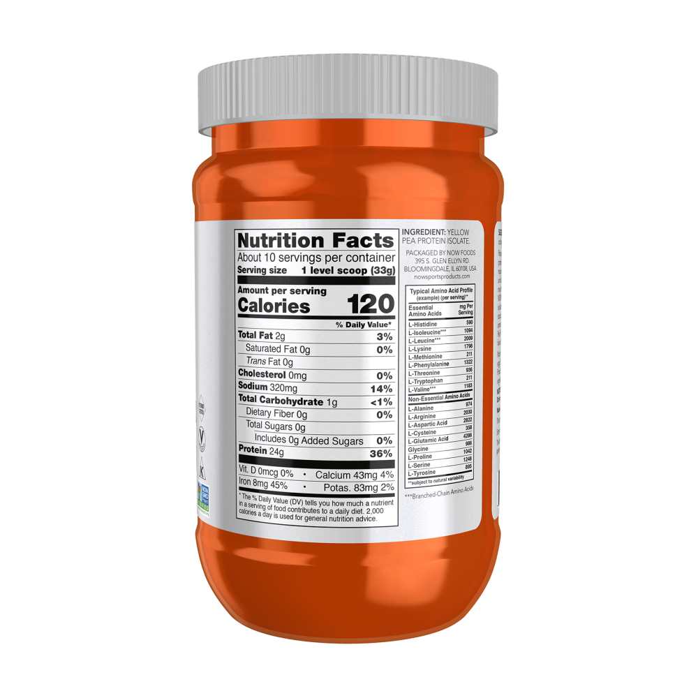 Now Sports Pea Protein, Unflavored Powder 907g