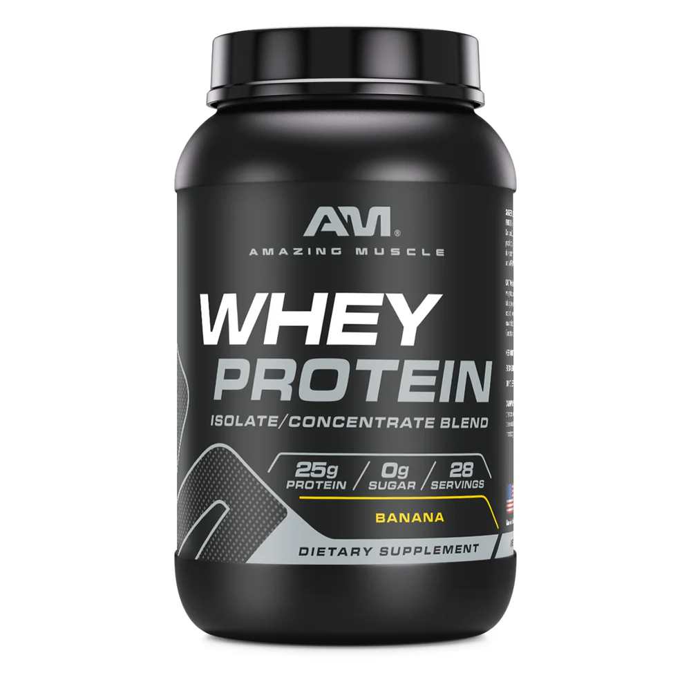 Amazing Muscle Whey Protein Isolate & Concentrate Powder Banana Flavor
