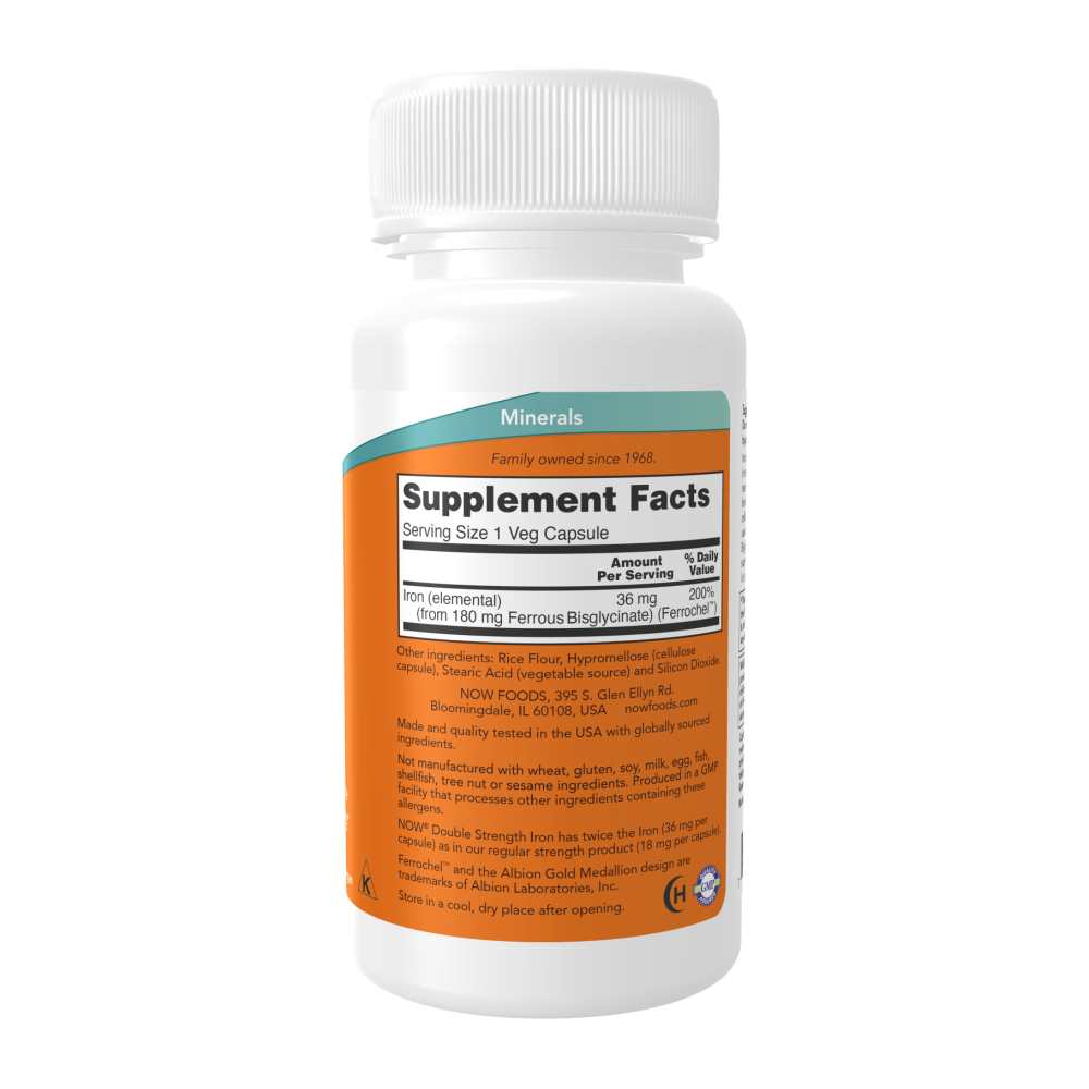 Now Foods Iron 36 Mg Double Strength – Gentle Non-Constipating – 90 Veg Capsules