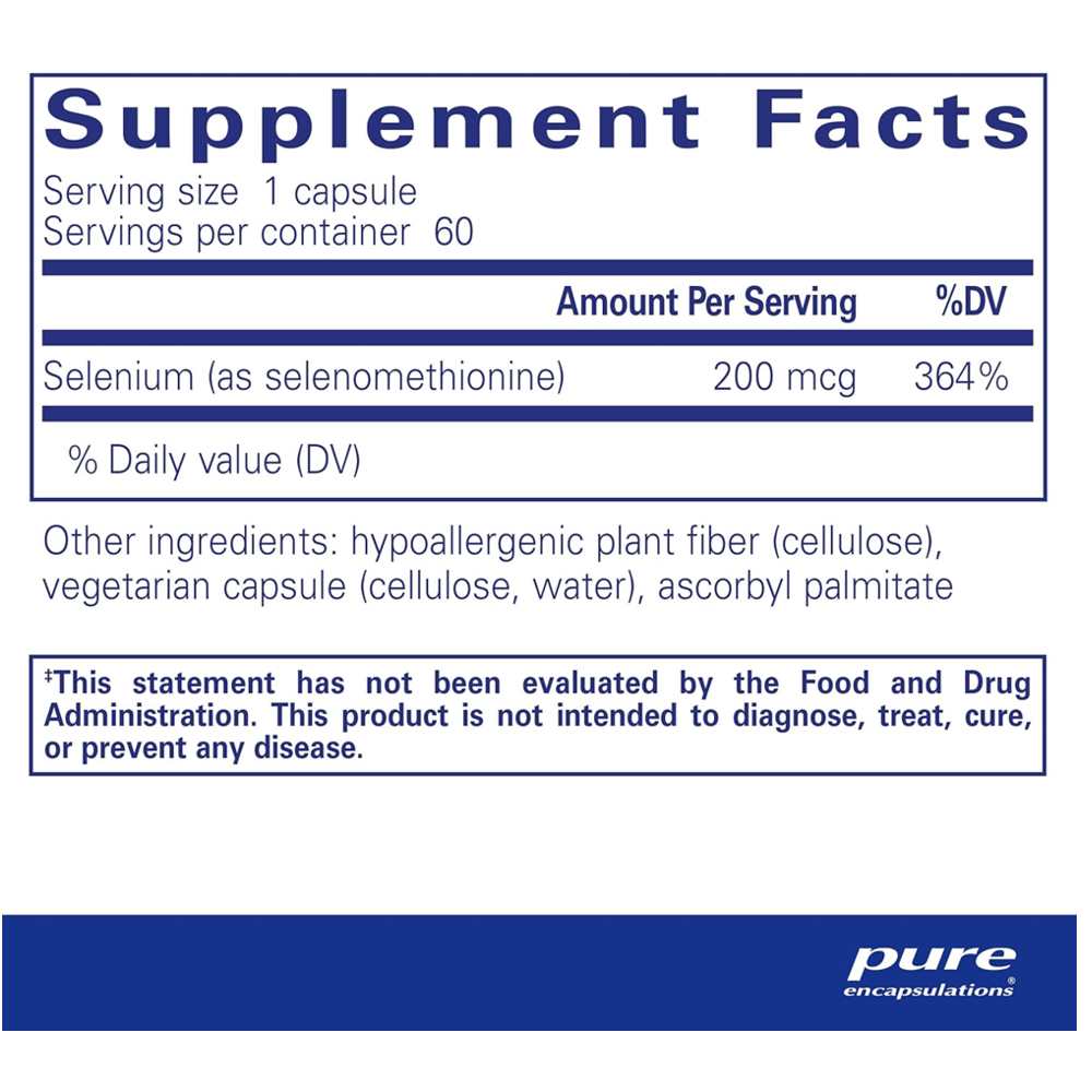 Pure Encapsulations Selenium – Selenomethionine Form | 60 Capsules