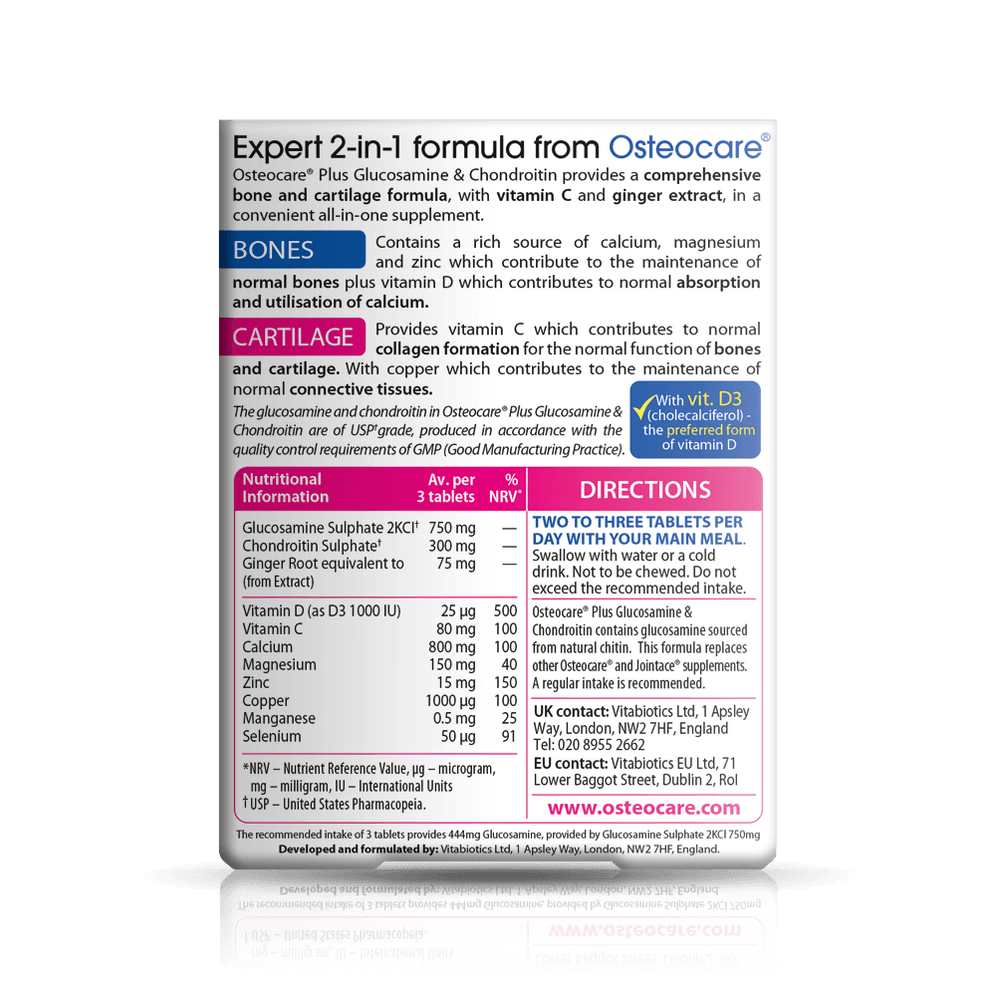 Vitabiotics Osteocare Plus – Glucosamine & Chondroitin with Calcium, Magnesium & Zinc