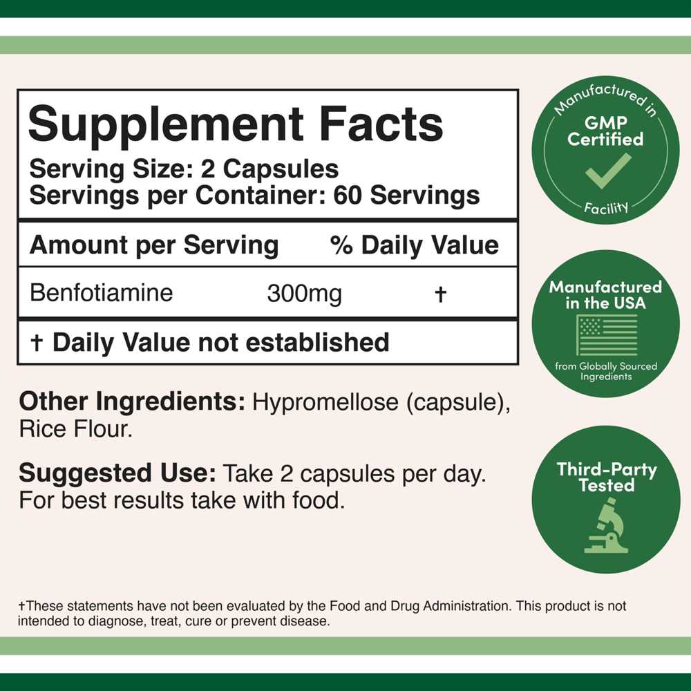 Double Wood Benfotiamine – 300 Mg per Serving – 120 Capsules