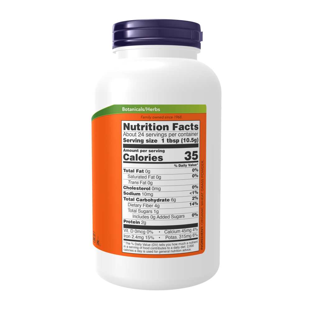 Now Foods Certified Organic Wheat Grass Pure Powder – Green Superfood for Daily Nutrient Support – 9 Oz (255 G) – Vegan