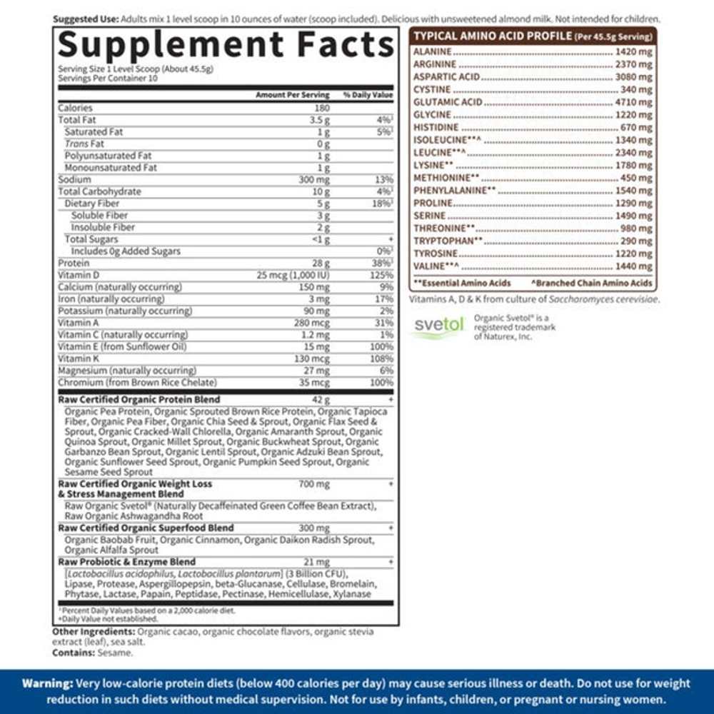 Garden of Life Raw Organic Fit Protein Chocolate Cacao 16.04oz (455g) Powder