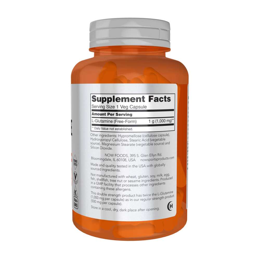 Now Sports L-Glutamine – Double Strength 1000 Mg – Recovery Support Veg Capsules – 120 Count