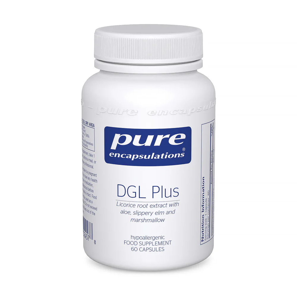 DGL Plus By Pure Encapsulations - Licorice Root Extract with Aloe, Slippery Elm & Marshmallow (60 Capsules)