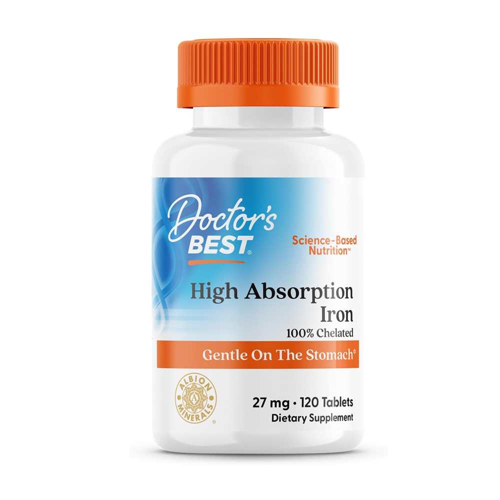 Doctor's Best High Absorption Iron with Ferrochel, 27 Mg, 120 Tablets