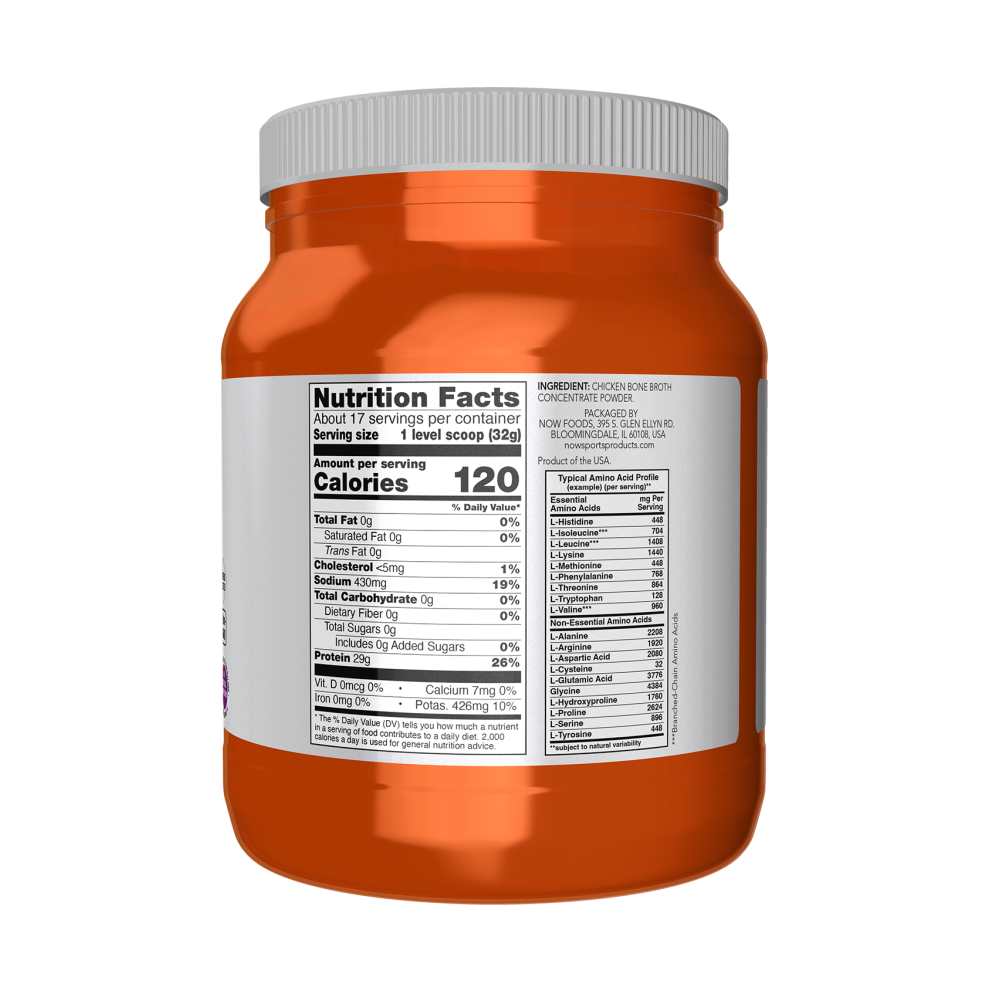 Now Sports Bone Broth, Chicken Powder 544g